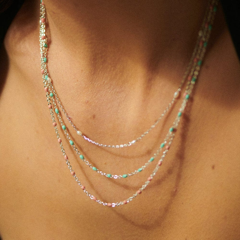 Treasures Turquoise Beaded Necklace Sterling Silver