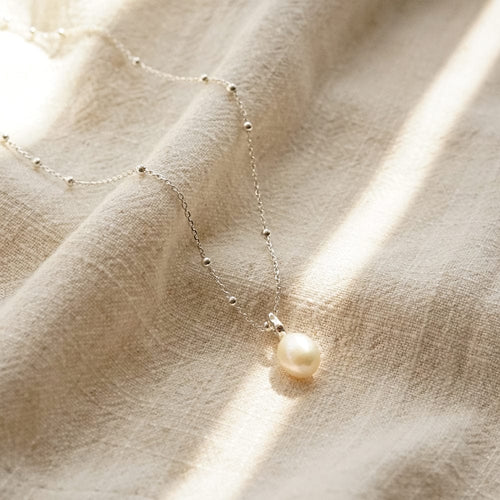 Baroque Pearl Pendant Necklace Sterling Silver