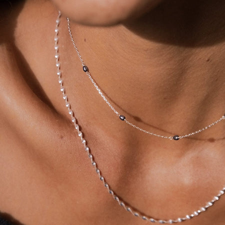 Black Seed Pearl Chain Necklace Sterling Silver recommended