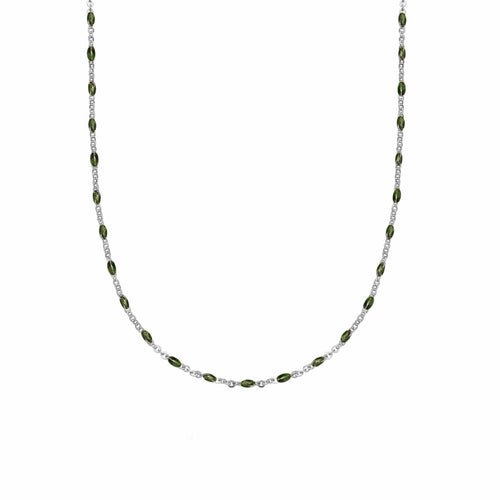 Treasures Green Beaded Necklace Sterling Silver
