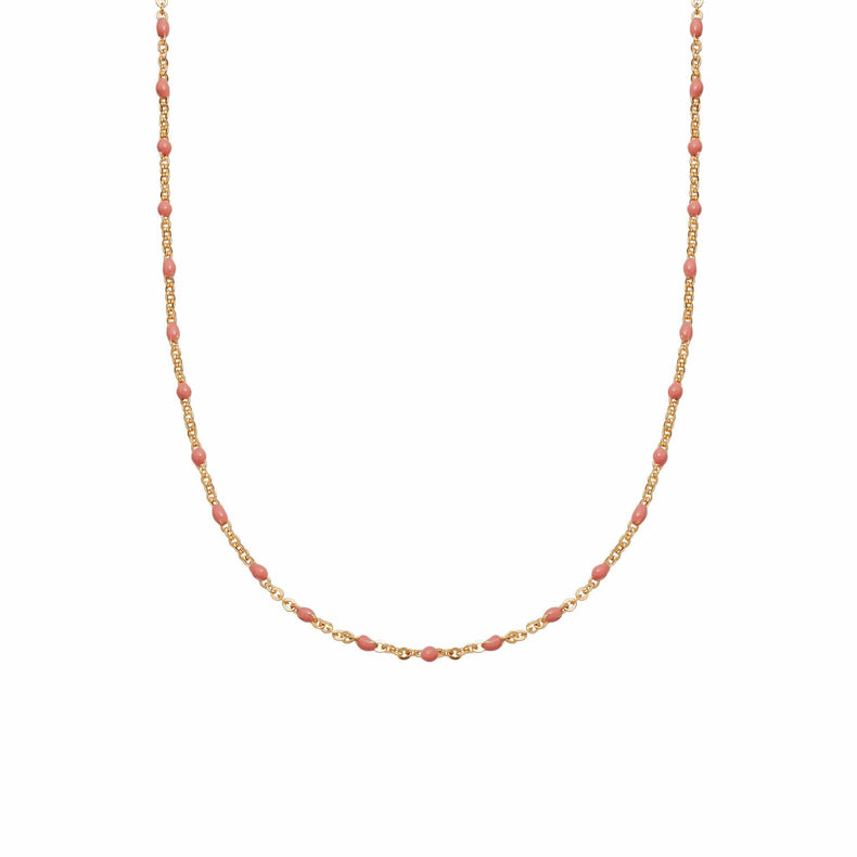 Treasures Pink Beaded Necklace 18ct Gold Plate