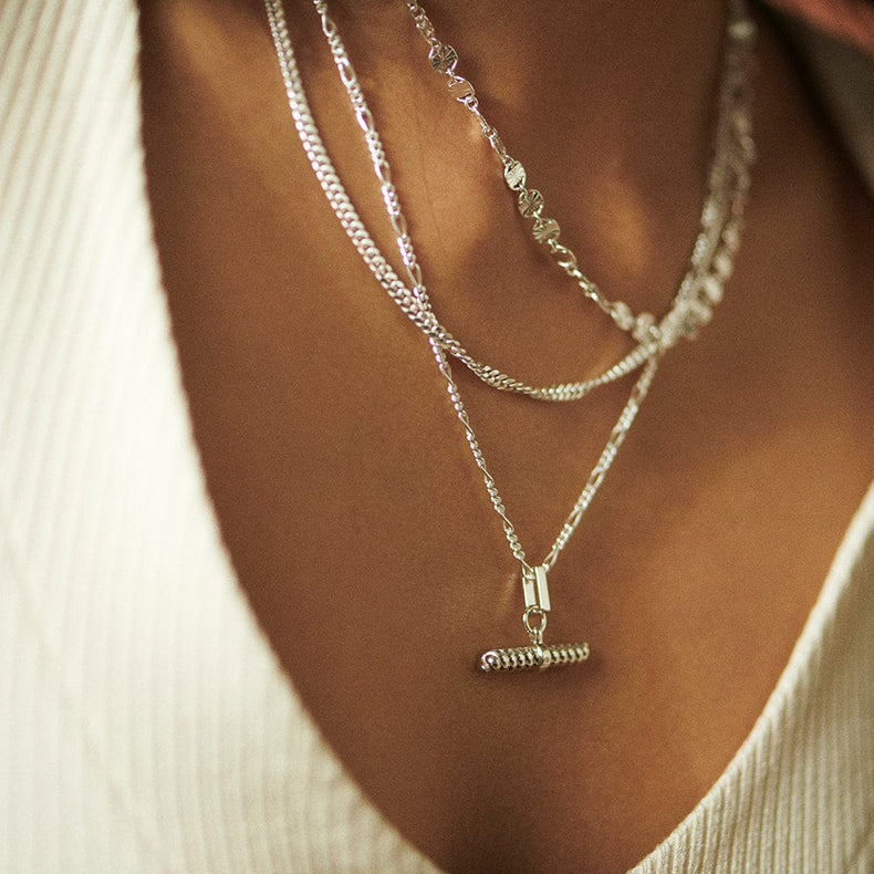 Rope T Bar Necklace Sterling Silver