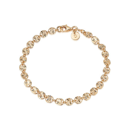 Textured Sunburst Chain Bracelet 18ct Gold Plate recommended