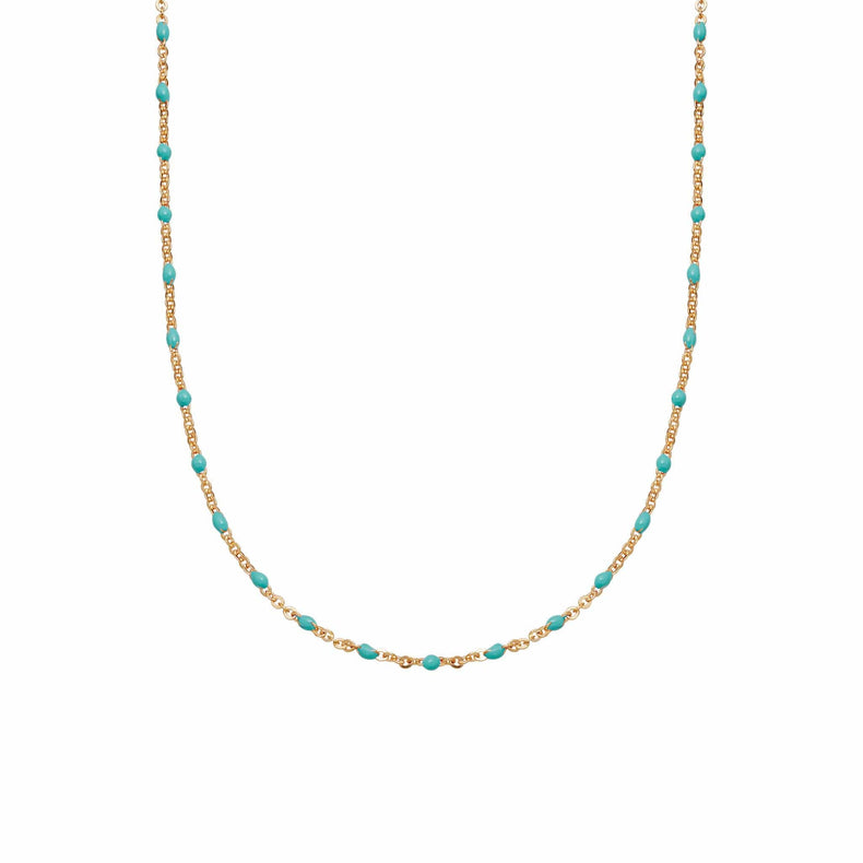 Treasures Turquoise Beaded Necklace 18ct Gold Plate