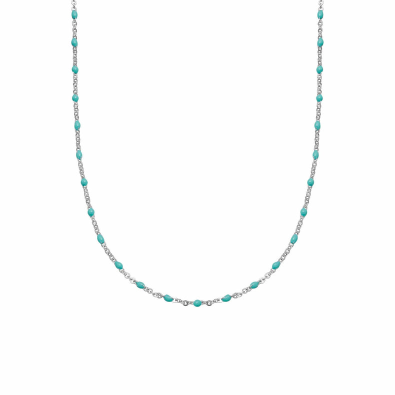 Treasures Turquoise Beaded Necklace Sterling Silver