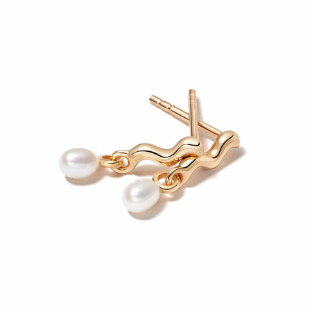 Wave Seed Pearl Stud Earrings 18ct Gold Plate recommended