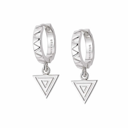 Triangle Engraved Drop Huggie Earrings Sterling Silver recommended