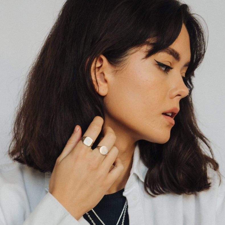 Water Lily Signet Ring Sterling Silver