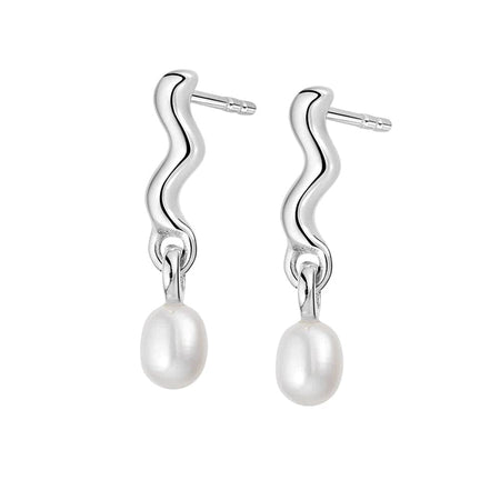 Wave Seed Pearl Stud Earrings Sterling Silver recommended