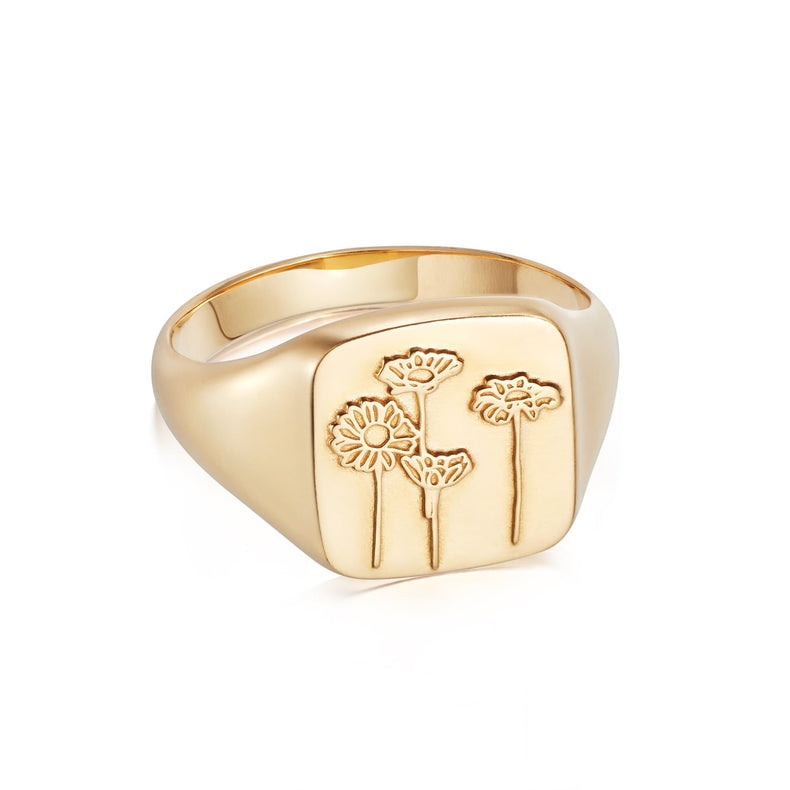 Wild Daisies Signet Ring 18ct Gold Plate recommended