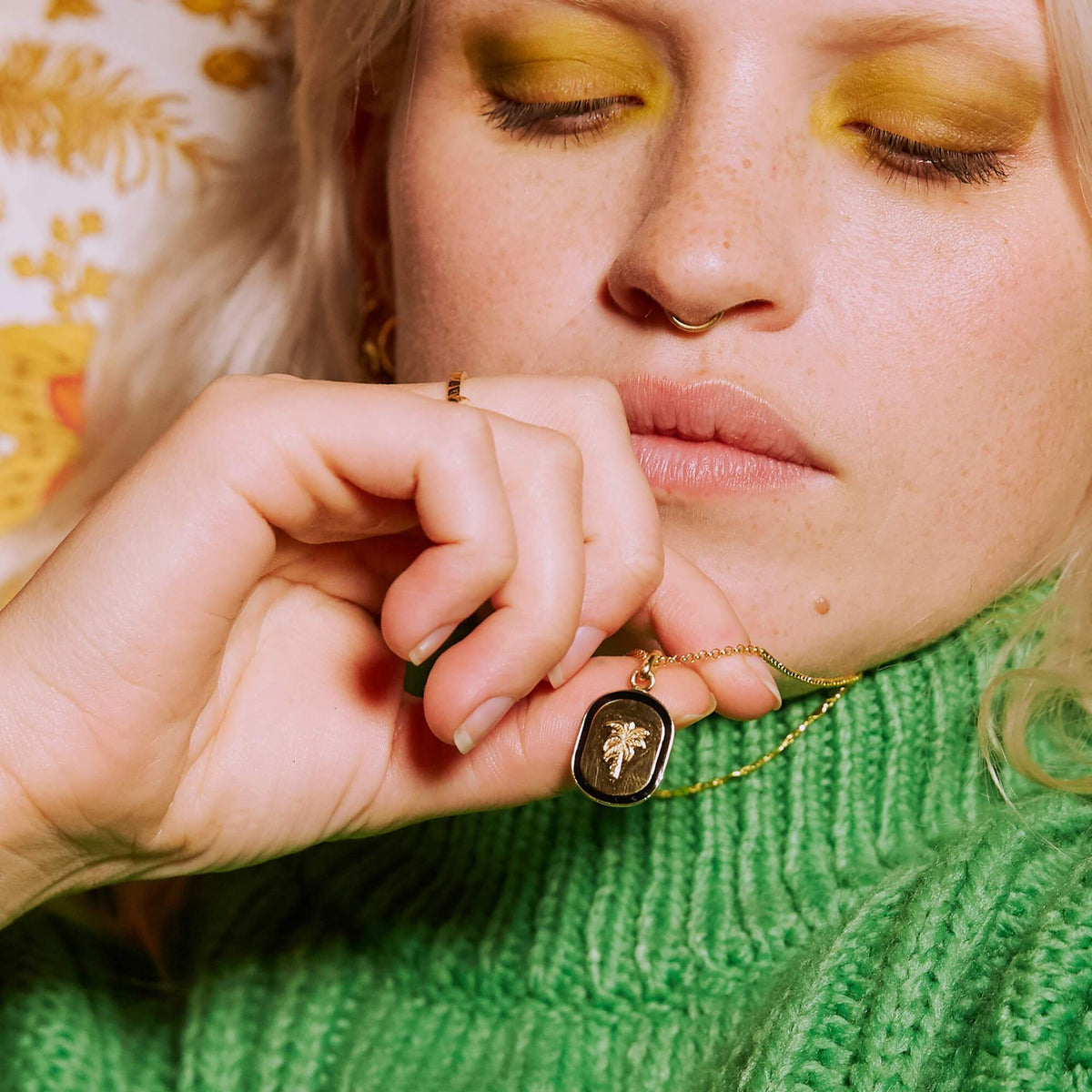 Palm Enamel Necklace 18ct Gold Plate Daisy London