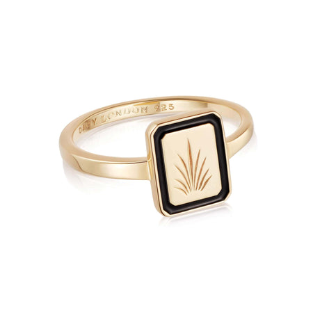 Engraved Palm Enamel Ring 18ct Gold Plate recommended